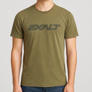 Exalt Logo T-Shirt Men’s Olive Green Short Sleeve Graphic Tee Casual Size M